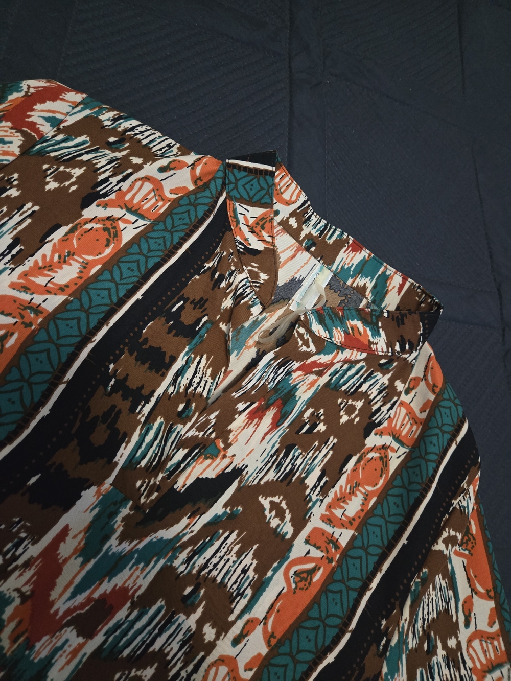 Audition Womens Dress Patterned Casual in Brown, Teal & Orange Size Small